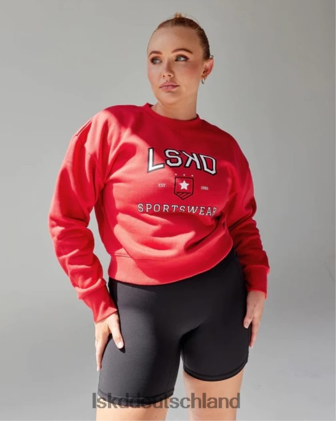 Frauen LSKD Sportabteilung Kurzer Pullover – Scharlachrot Bekleidung VD2NLV387 Frauen LSKD Sportabteilung Kurzer Pullover – Scharlachrot Bekleidung VD2NLV387